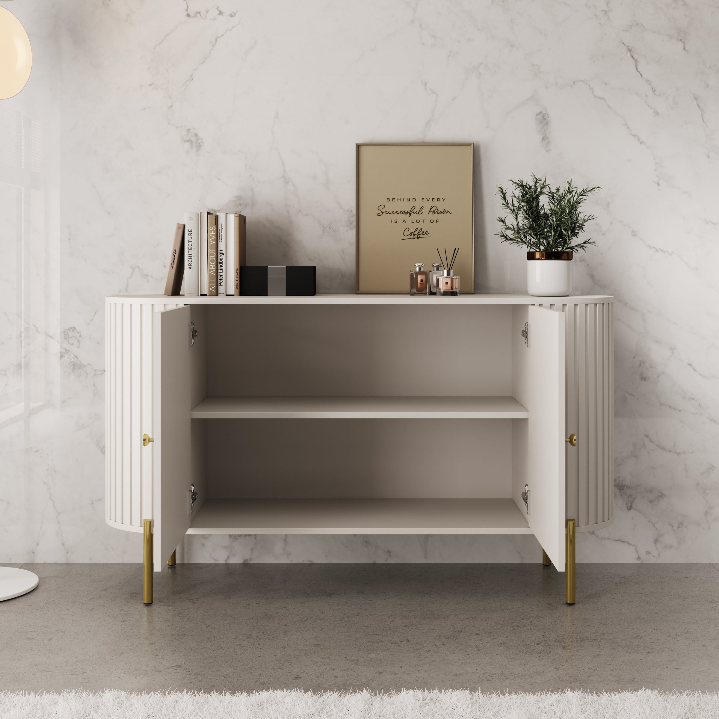 Meubella - Sorenna - Dressoir - Beige - 139x40x79 cm