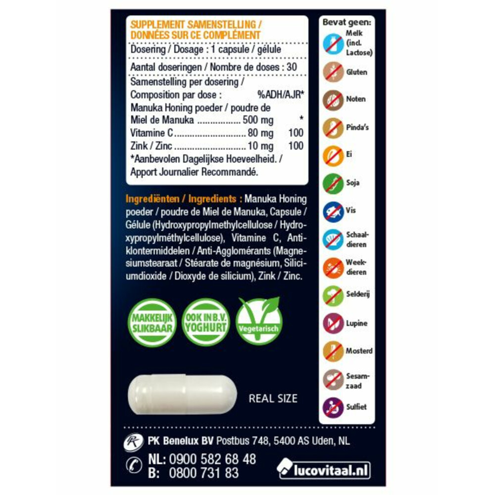 Lucovitaal Manuka Honing Zink30 capsules