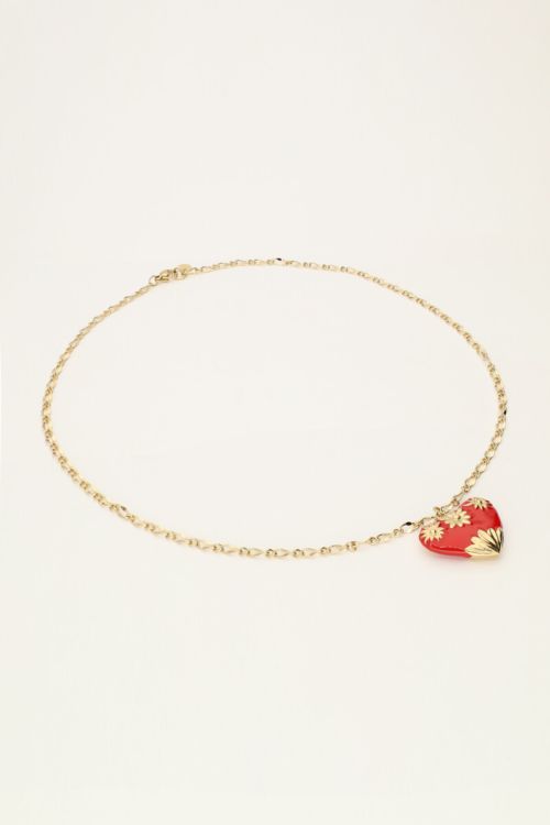 Art schakelketting met rood vintage hart