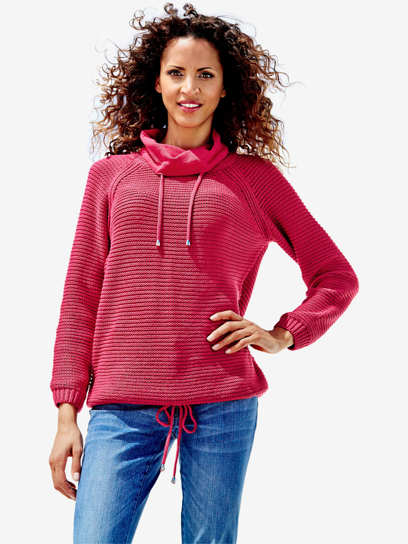 Camionneur tricot grosses mailles avec manches raglan