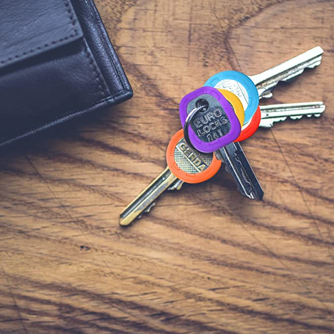 (32er Set) Gummi Schlüssel Kennring Key Organizer Kennzeichnungs Kappe - Bunt