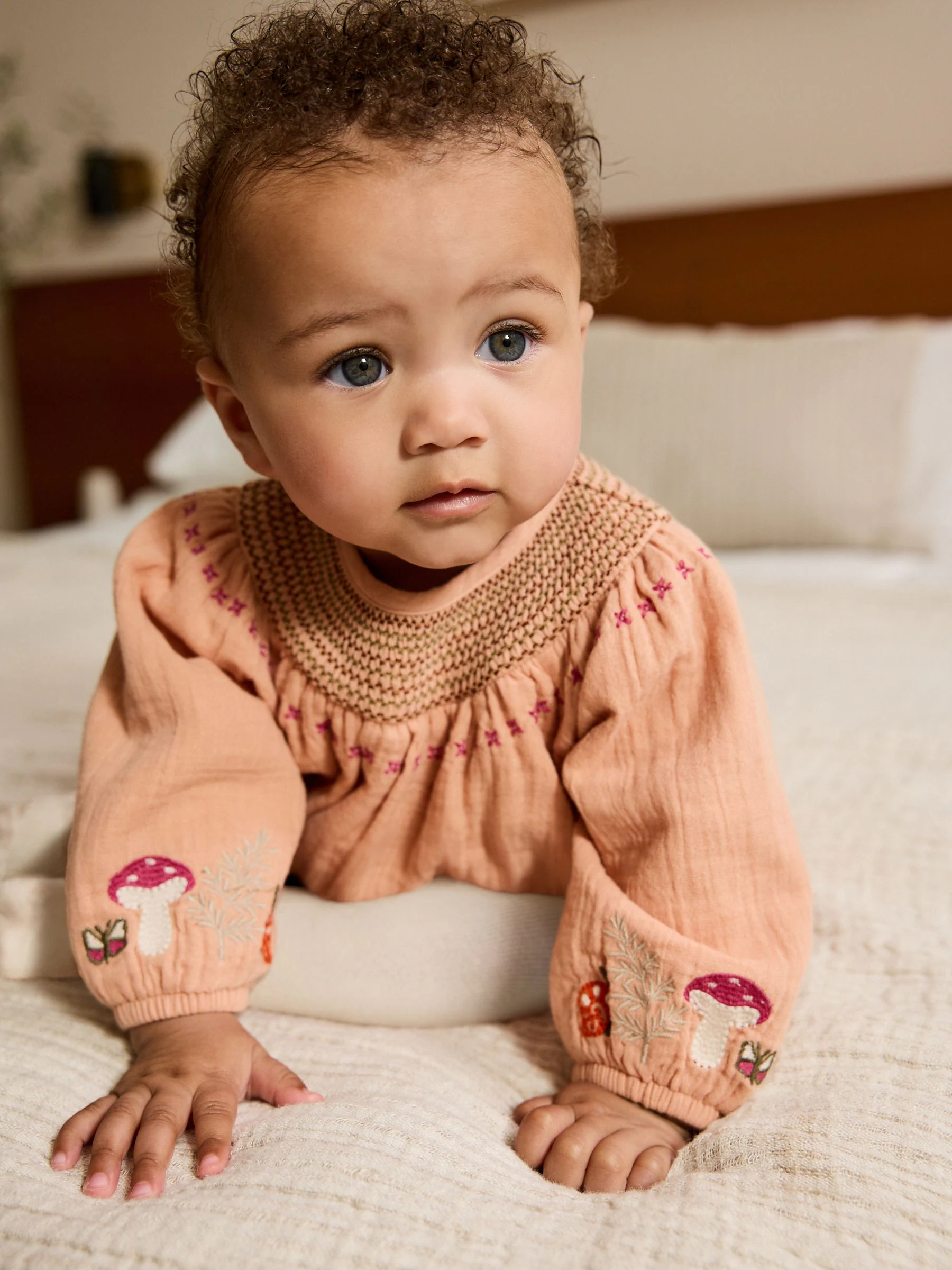 Bruin met borduursel - Babyrompers met bloemenprint Set 2 -delig met maillot (0mnd -3jr)