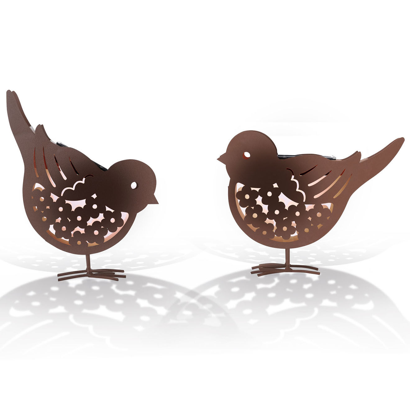 Pratik Garden 2 Lampes oiseaux solaires marron - 20x7x16 cm