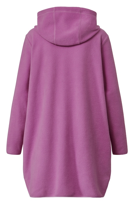 Long-Hoodie, oversized, Teddyfleece, Kapuze mit Zipper, Kängurutasche
