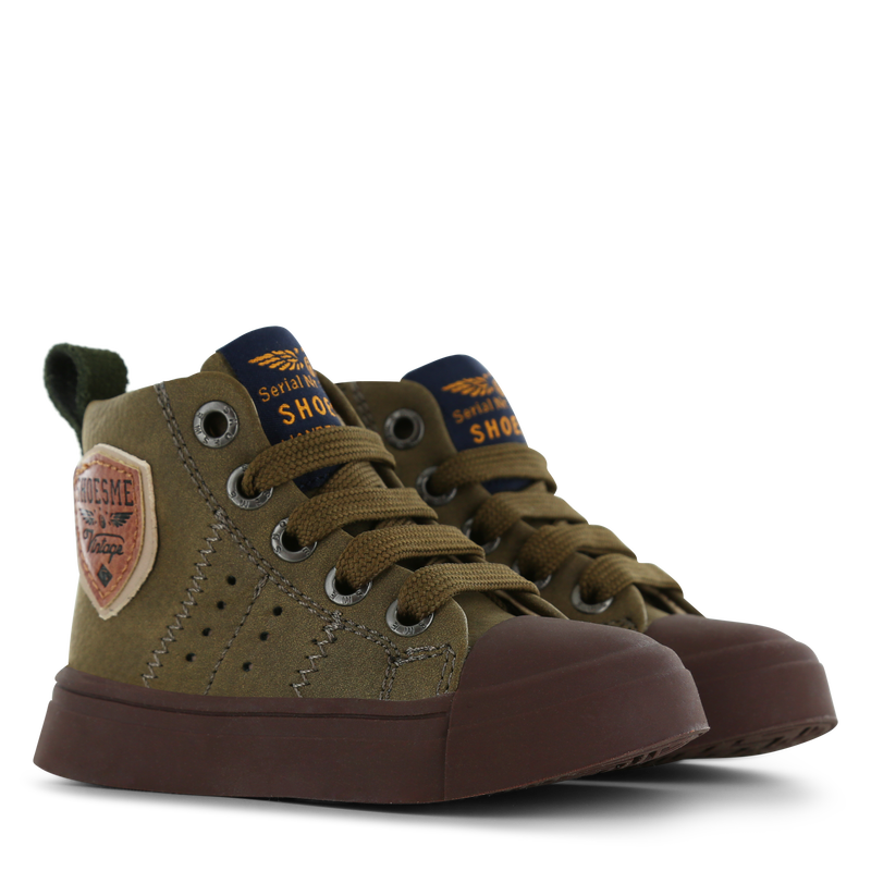 Shoesme groene veterboot met patch Microleer | Sale