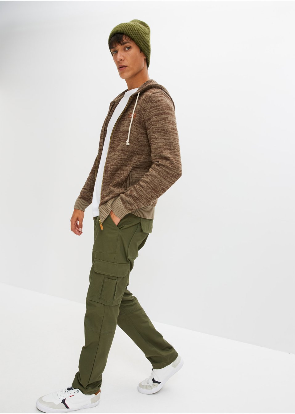 Gilet en maille à capuche