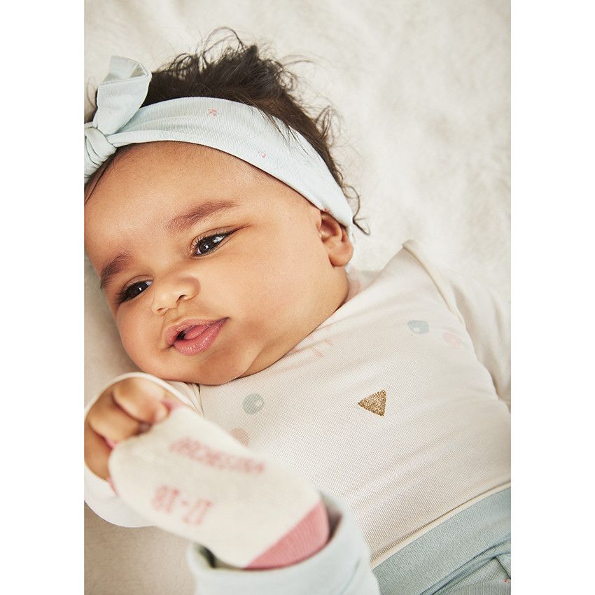 Ensemble 3 pièces en jersey pour bébé fille - Ecru