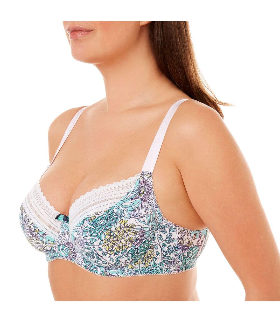 Soutien-gorge grand maintien C, D et E blanc/menthe Antipodes