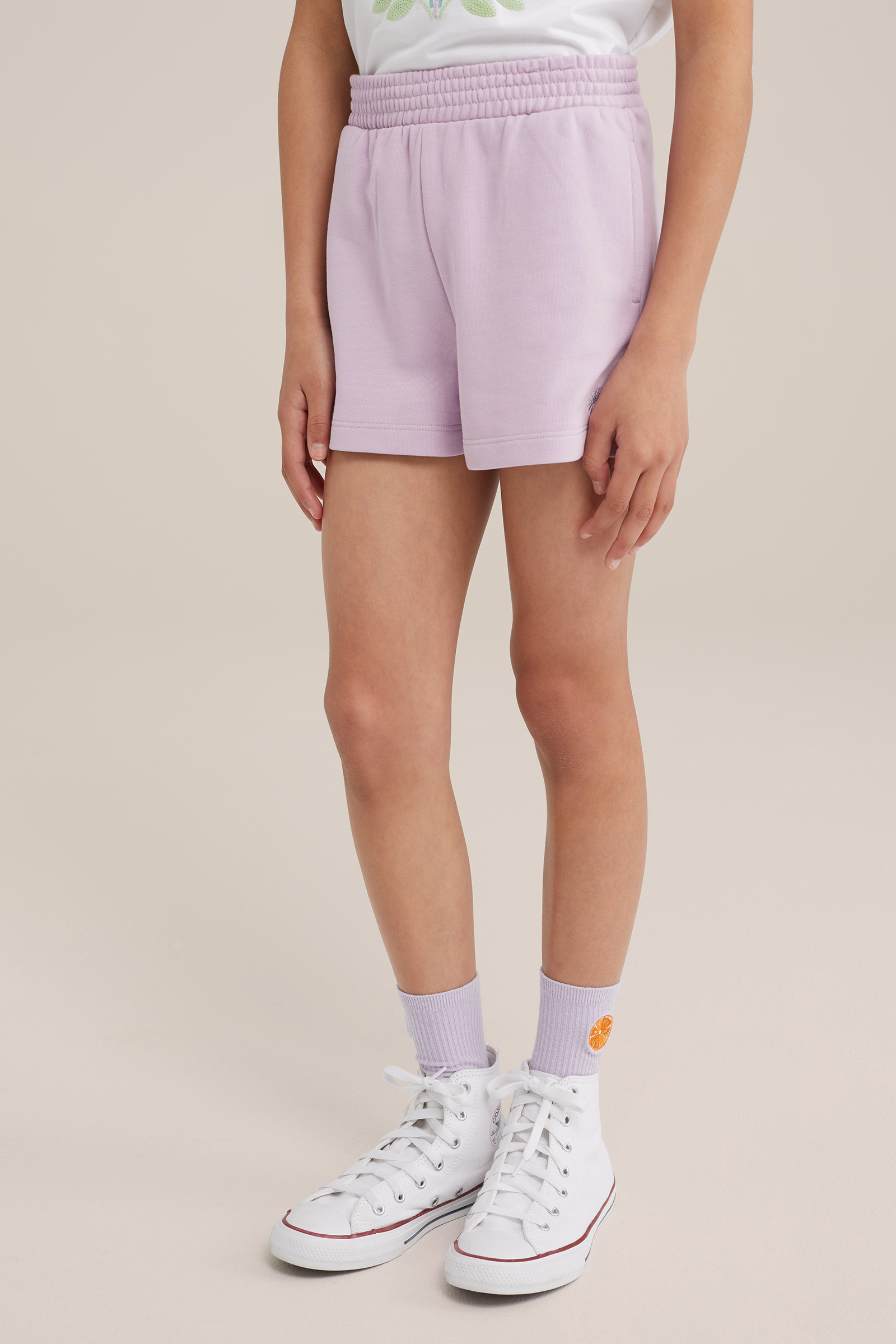 Meisjes sweatshort met embroidery WE Fashion Lichtpaars