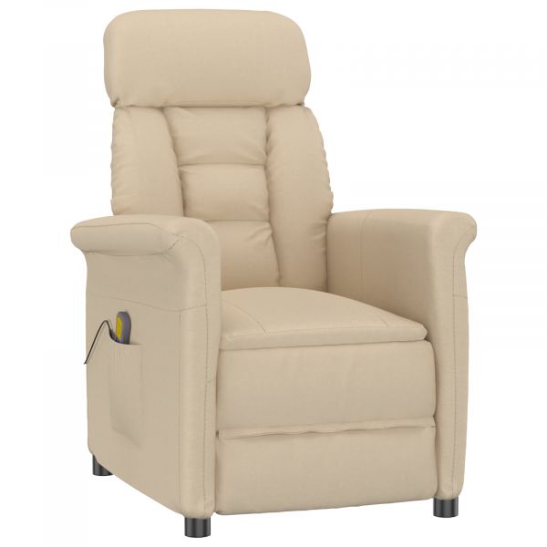 vidaXL Cadeira de Massagem em Tecido Microfibra Creme - 2186214848