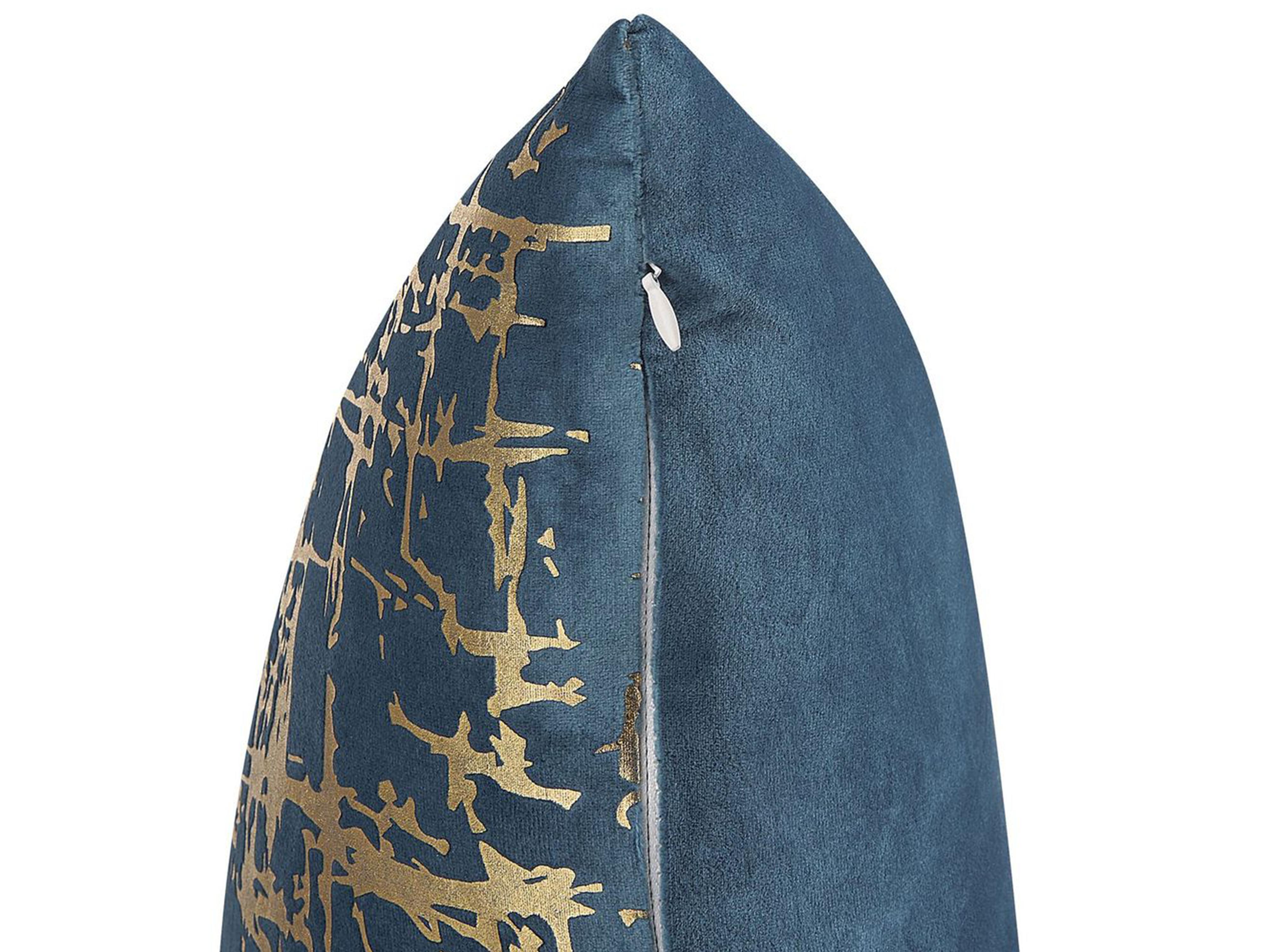 Set van 2 sierkussens GARDENIA Fluweel 45 x 45 cm Blauw abstract patroon