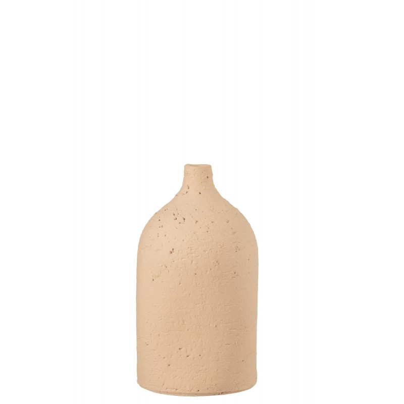 Vase col bouteille en céramique beige 16x16x28 cm