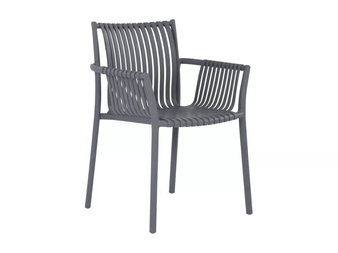 Lot de 4 fauteuils de jardin empilables en polypropylène - Anthracite - SIHOLI de MYLIA