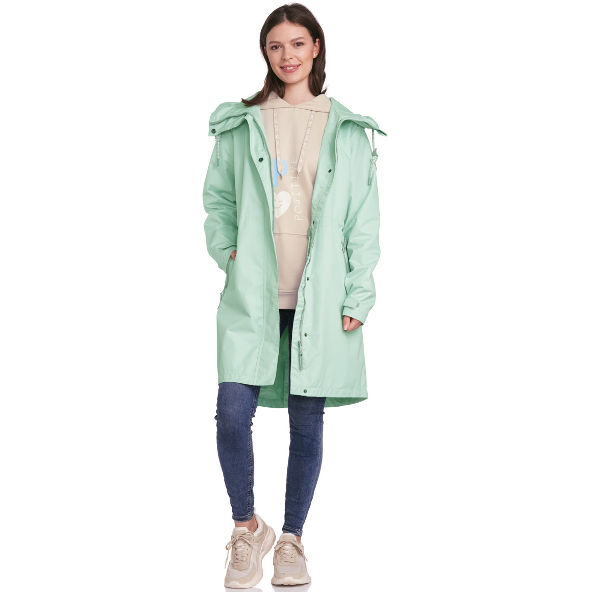Gina Damen Parka in Unifarben salbei