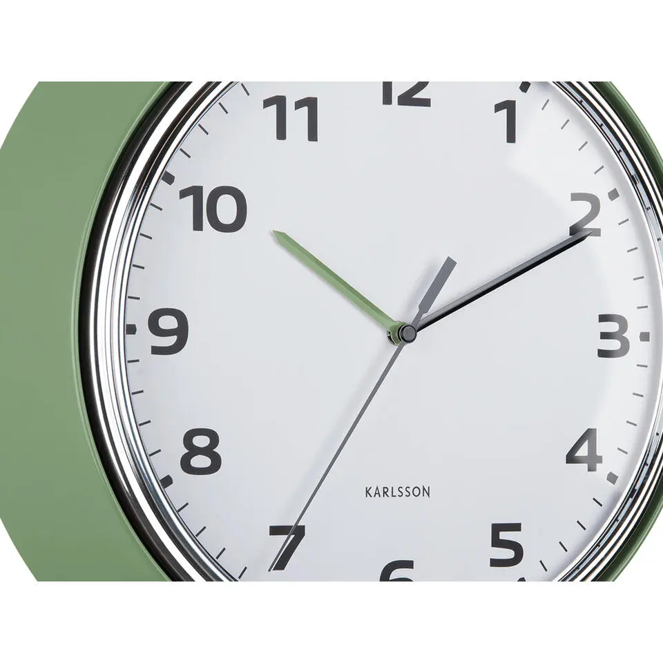 Karlsson - Wandklok Modern Retro - Jungle groen- Ø34cm