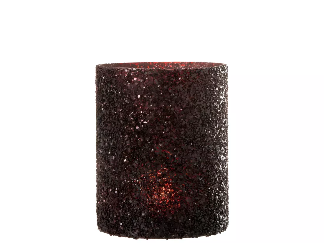 Photophore en verre Bordeaux 16x16x21 cm