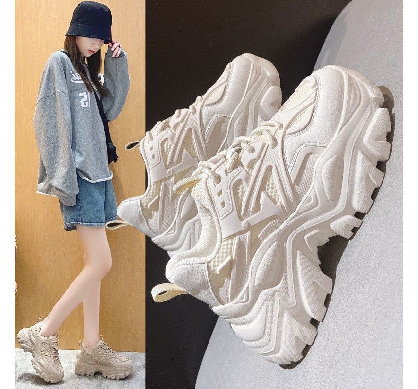 caneik - Sneakers met effen platformpaneel en mesh