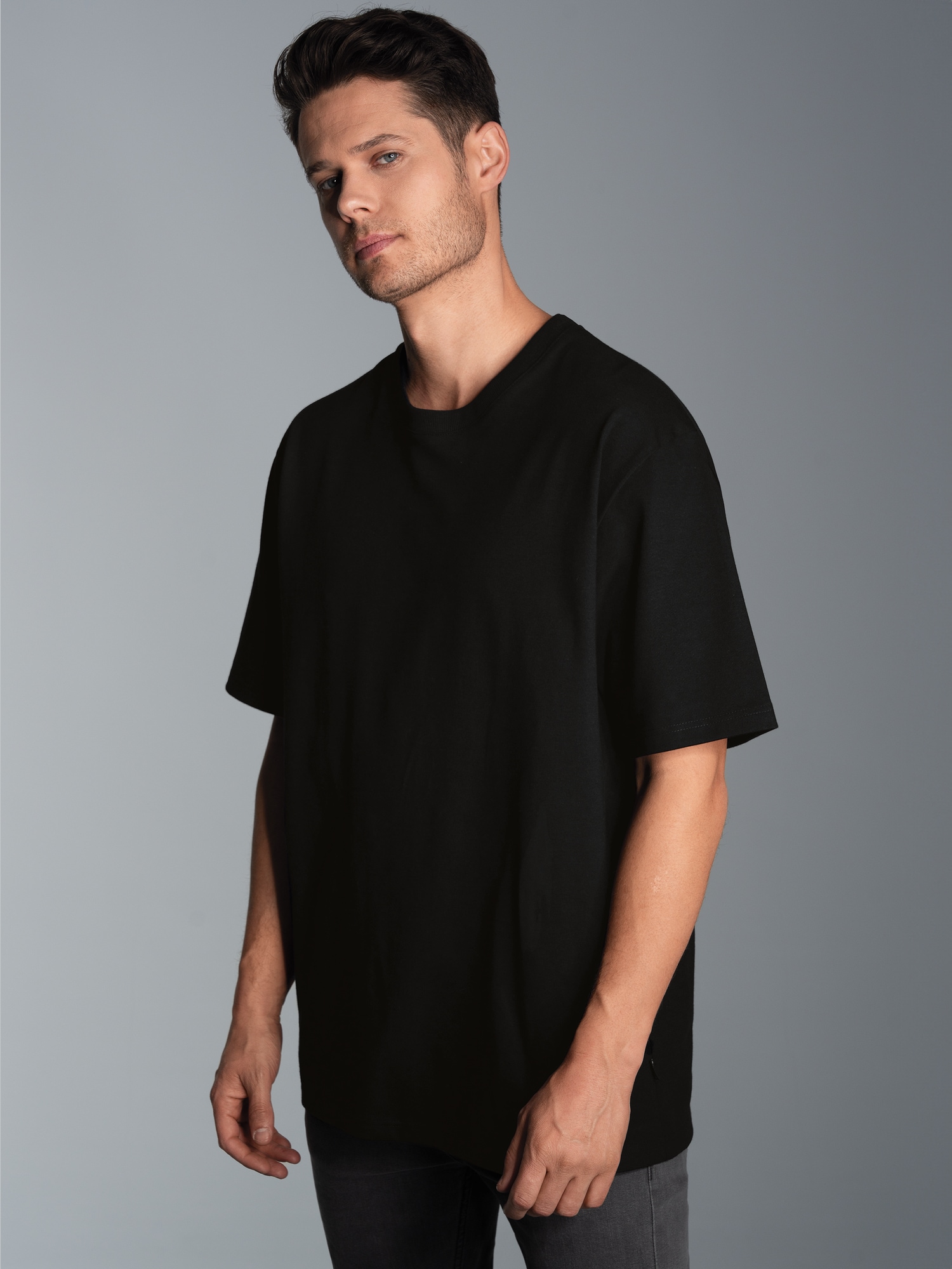 Oversized T-Shirt mit Rückenprint Schwarz