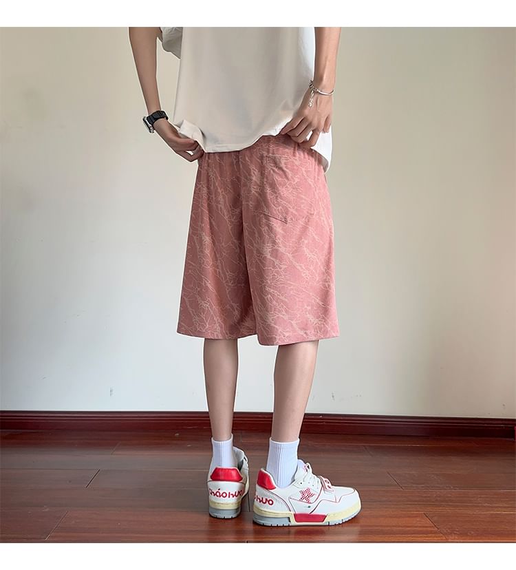 AXEN - Corduroy Bermuda met trekkoord en print