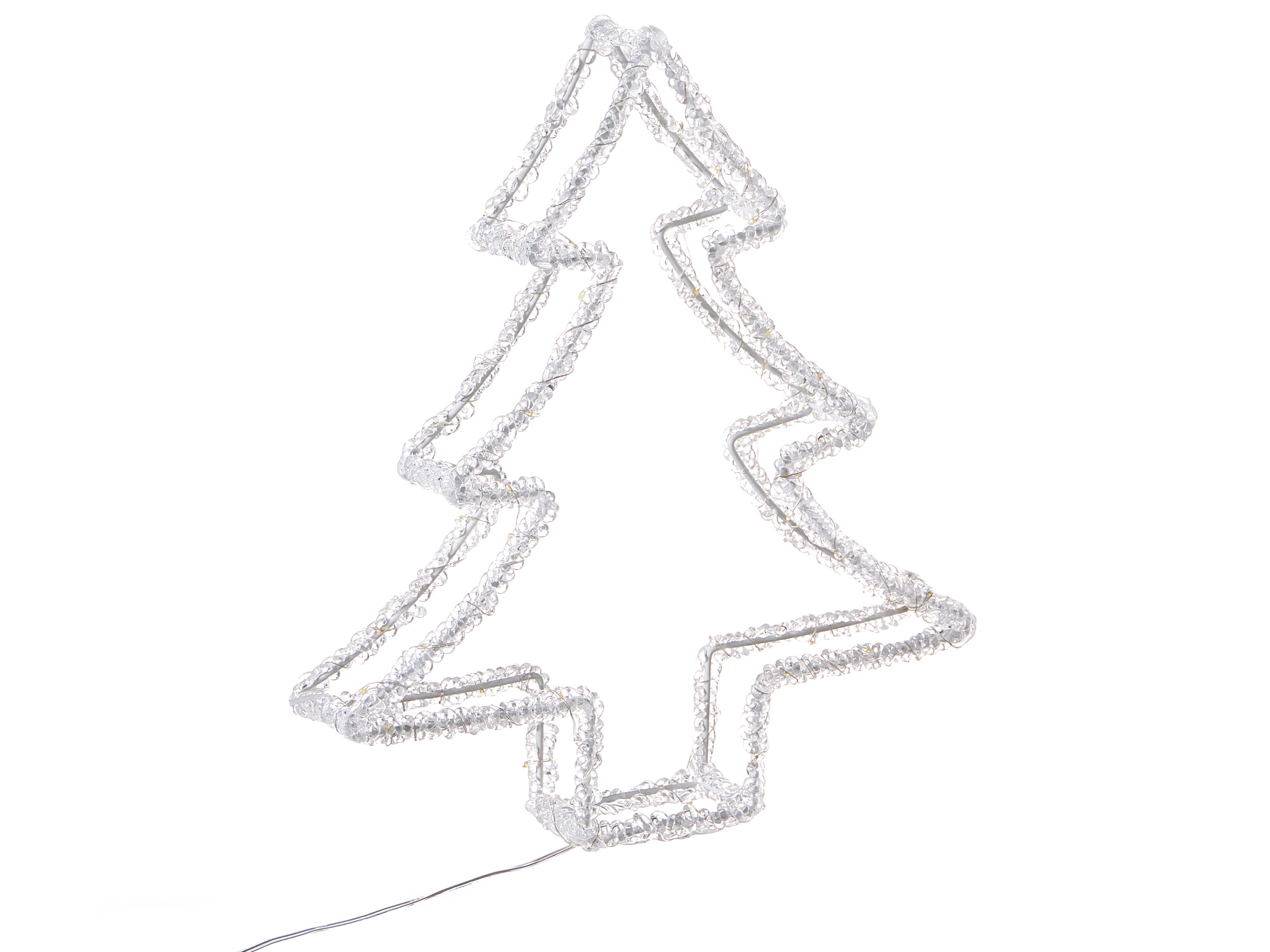 Buitendecoratie LED OLBOAN Kerstboom 34 cm Wit
