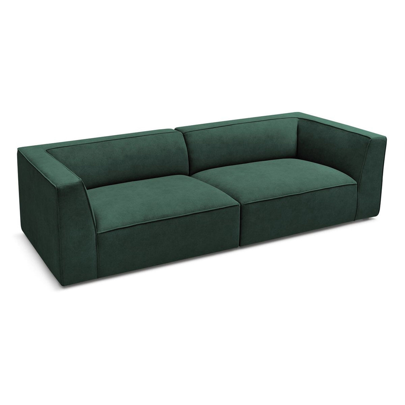 Bobochic Canapé droit fixe 4 places en Velours Molière vert - 273x99x71 cm