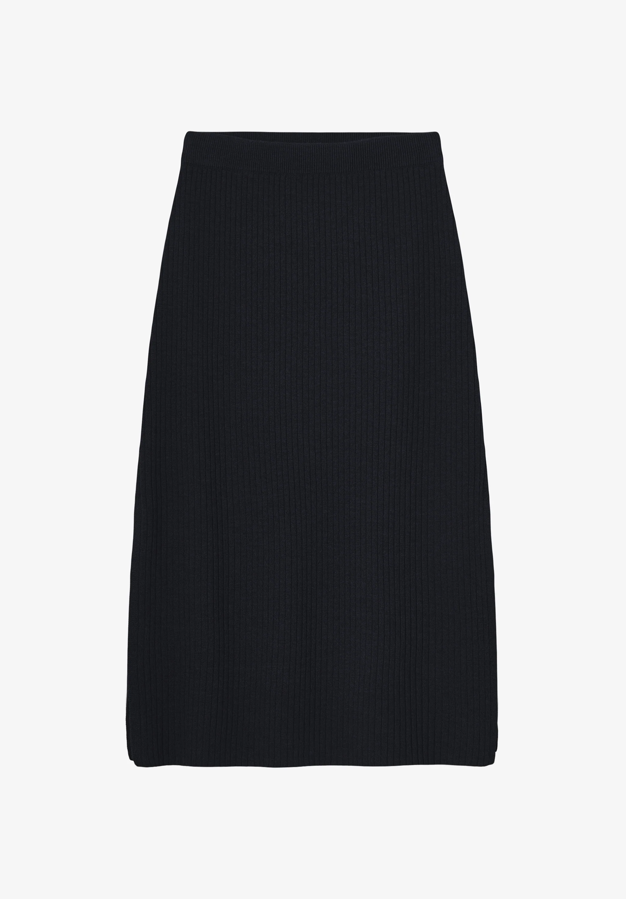 Jupe longue en laine mérinos bleu marine - Dark navy