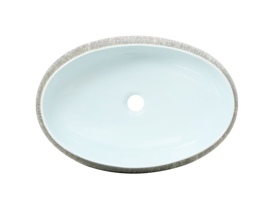 VIDAXL - Vasque à poser gris et bleu ovale 59x40x15 cm céramique