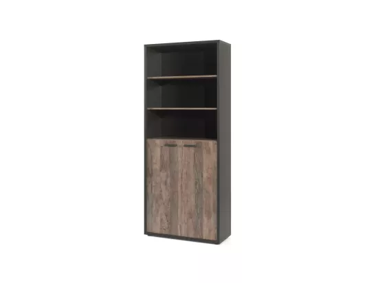 Ensemble de 8 meubles de bureau professionnel coloris chêne vieilli et noir collection SOON