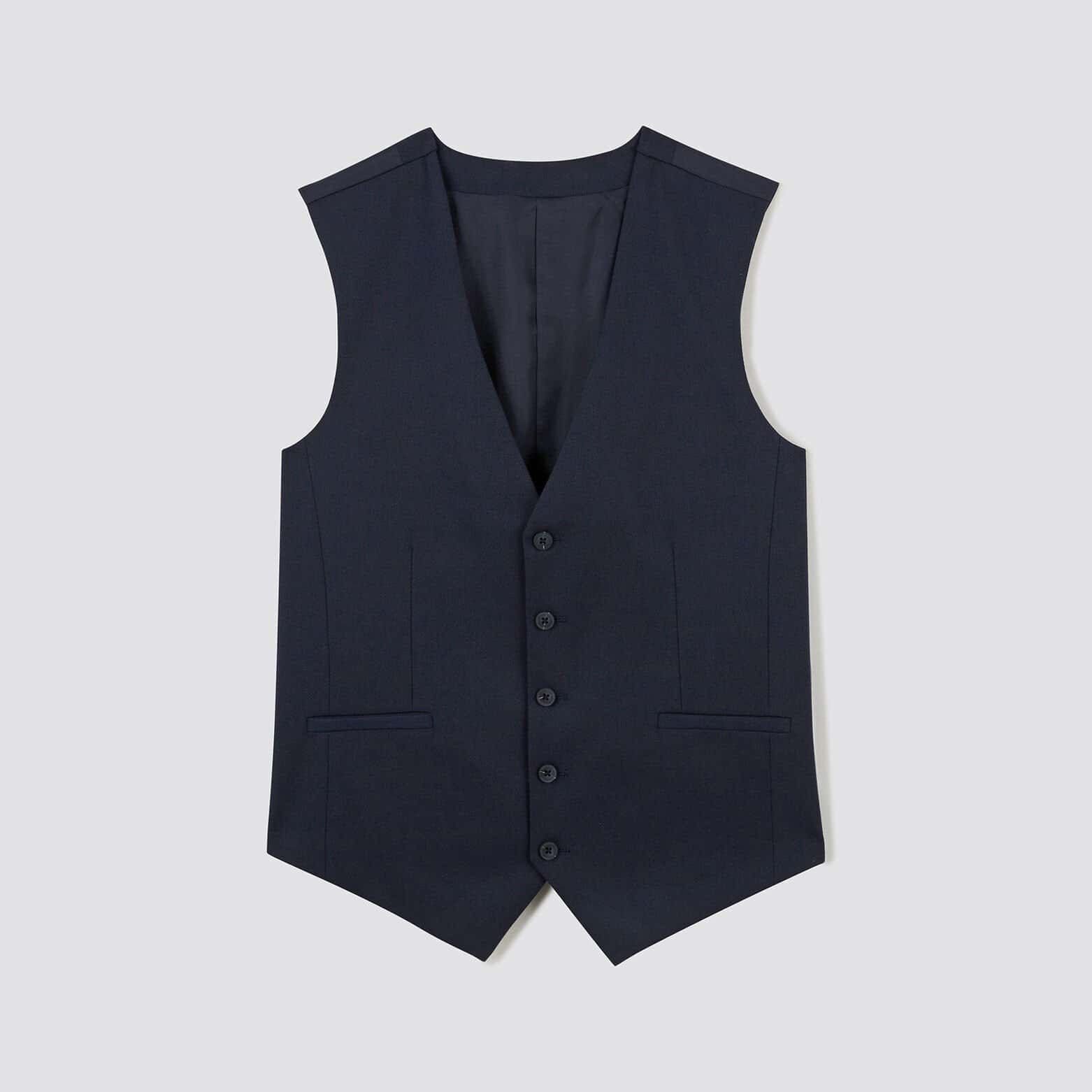 Gilet de costume uni slim Bleu foncé