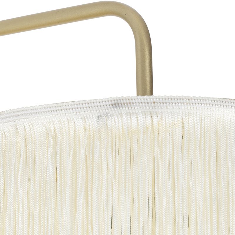 Oosterse wandlamp goud crème kap met franjes - Franxa