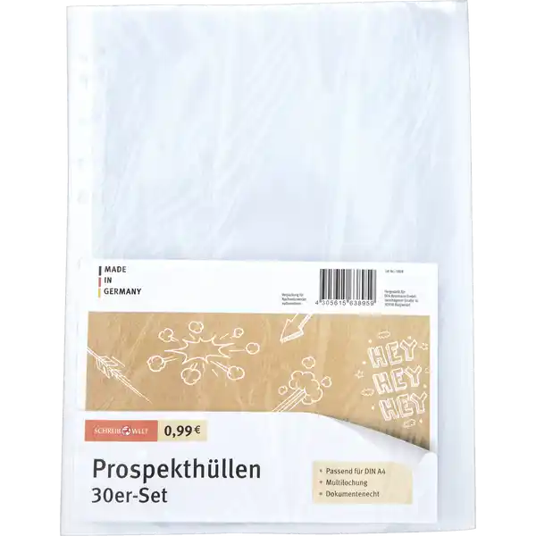 30er Pack Prospekthüllen DIN A4