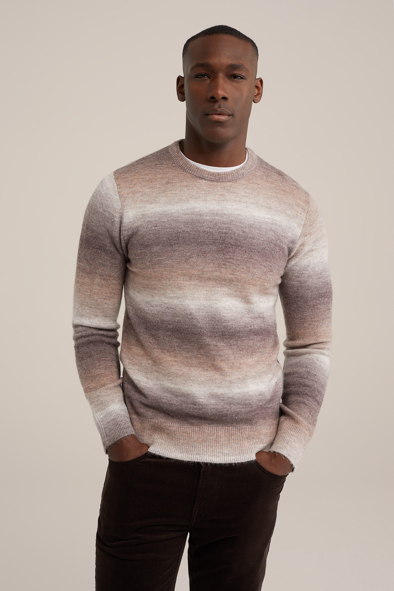 wolmix trui met dessin WE Fashion Bruin