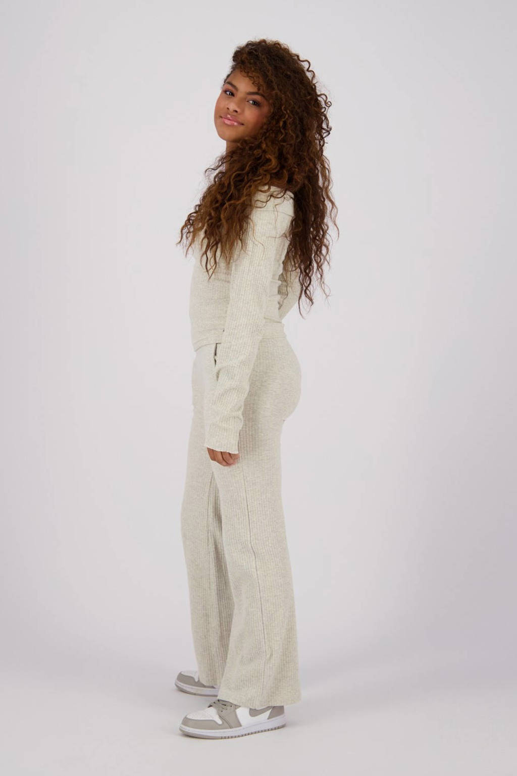 Raizzed wide leg broek Ilva beige