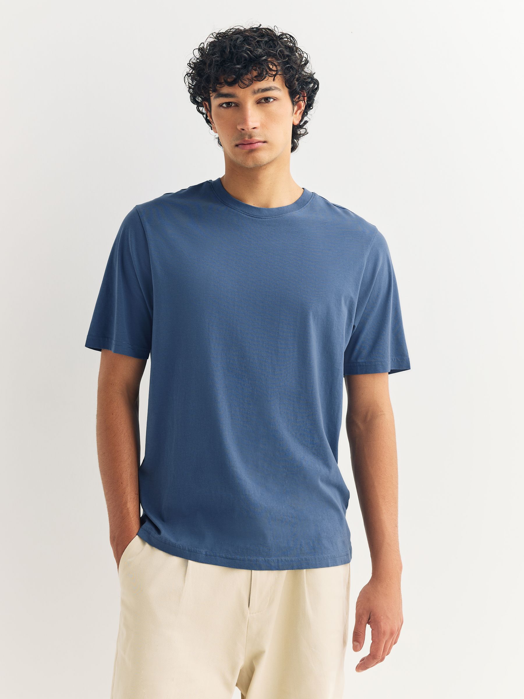 Blauw - Normale Pasvorm - Essential katoenen T-shirts verpakking van 6
