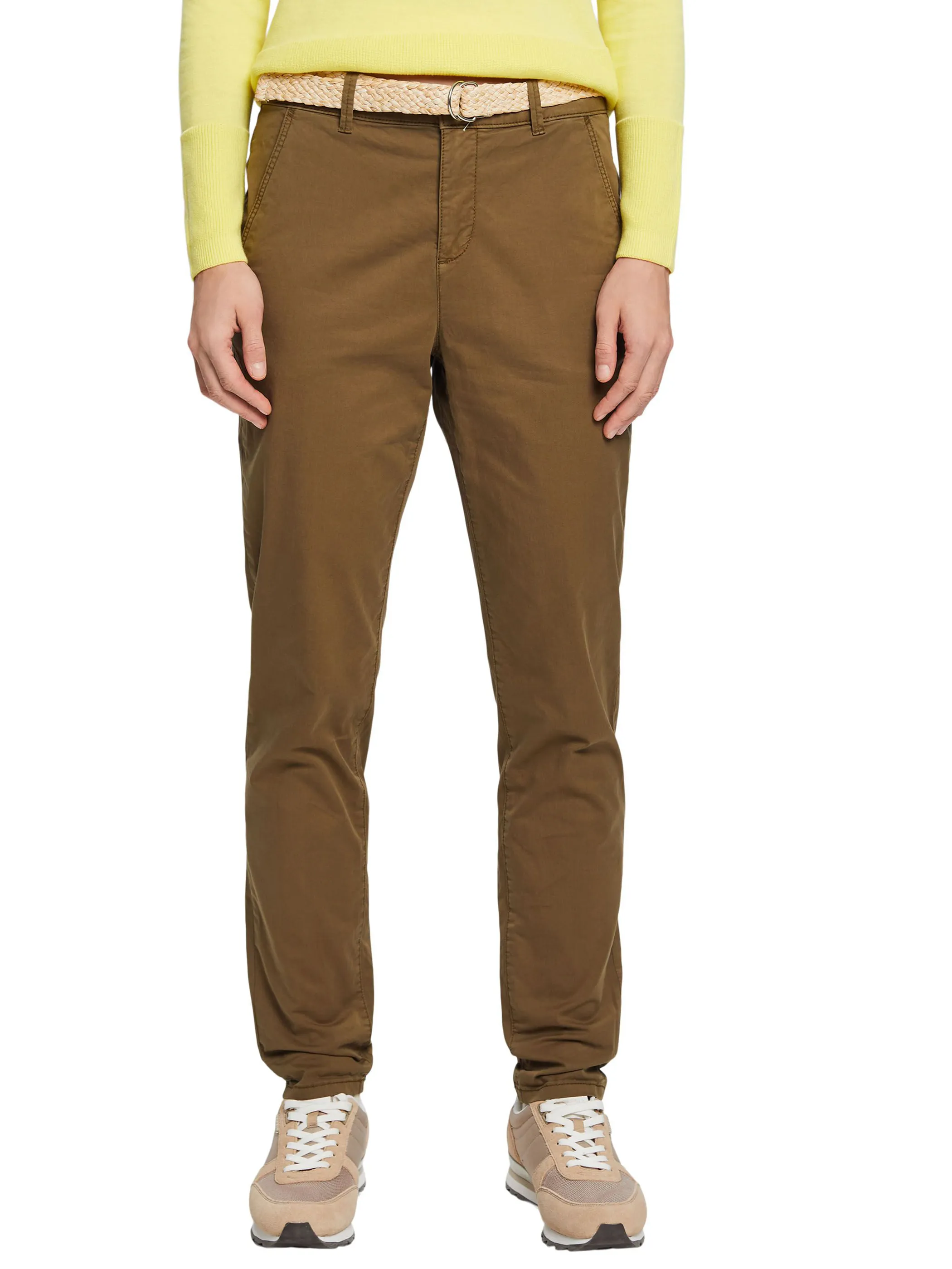 Damen Chinohose mit Flechtgürtel
