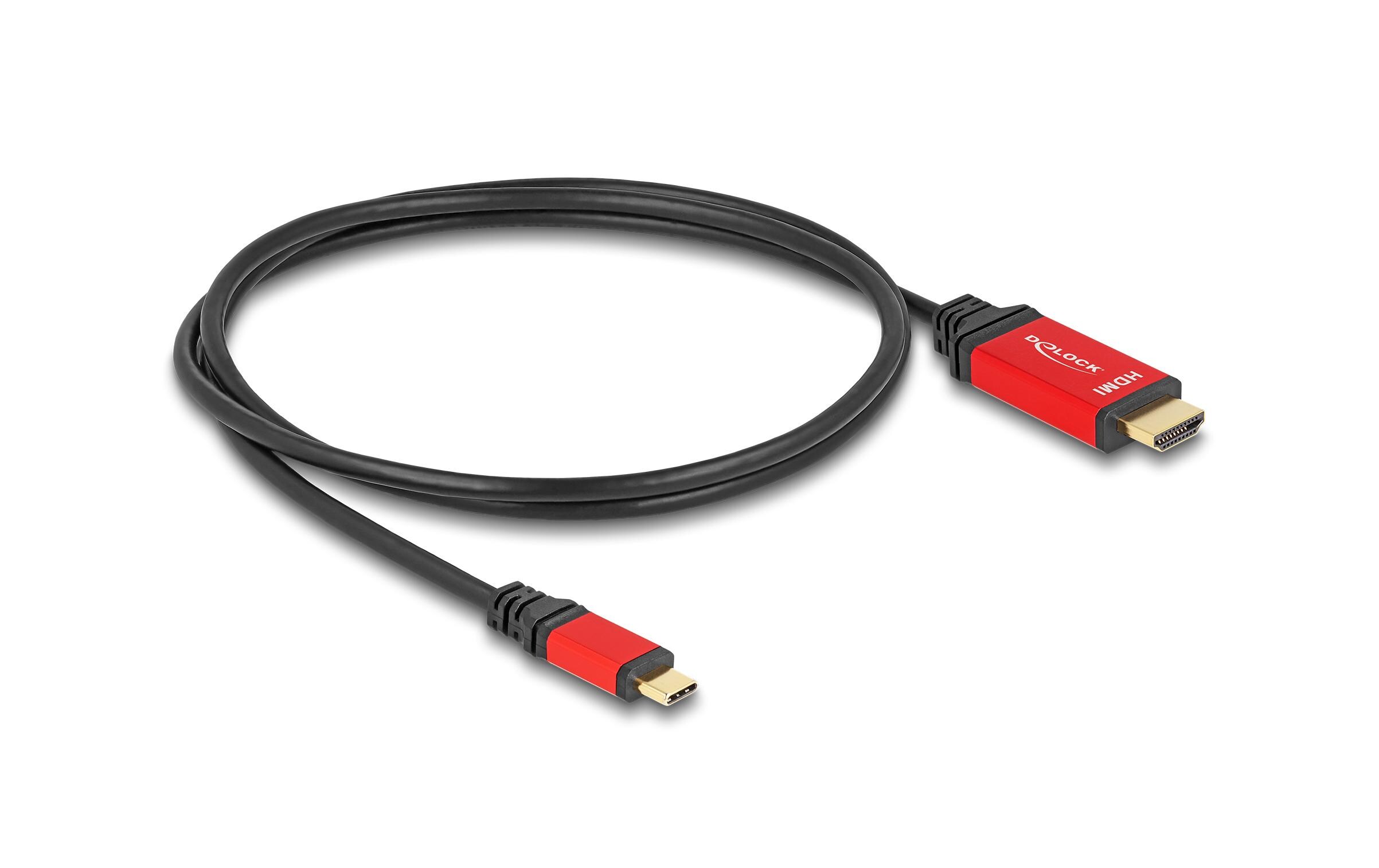 Kabel 8K 60Hz USB Type-C - HDMI, 1 mDelock USB Type-C zu HDMI Kabel (DP Alt Mode) 8K 60 Hz mit HDR Funktion 1 m rot