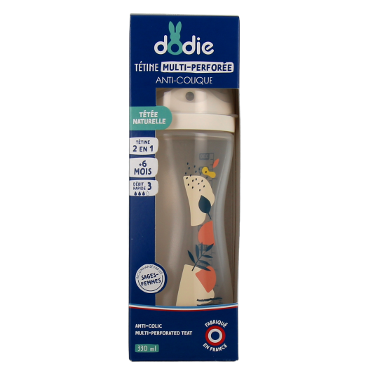 Dodie biberon à tétine multi-perforée - Tétée naturelle et confortable