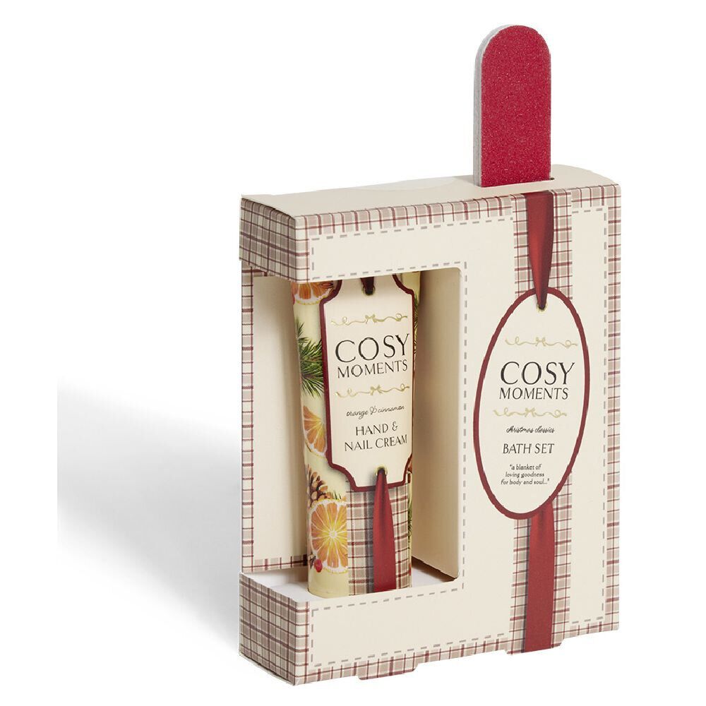 Coffret crème pour les mains cannelle et orange avec lime à ongles