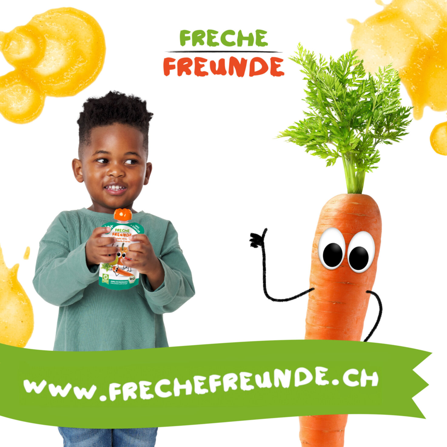 Freche Freunde Bio Quetschbeutel Apfel, Birne, Karotte und Kürbis 6+ Monate