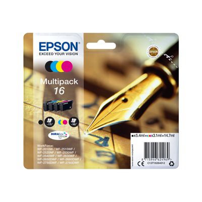 Epson 16 Stylo plume - Pack de 4 - noir, cyan, magenta, jaune - cartouche d'encre originale