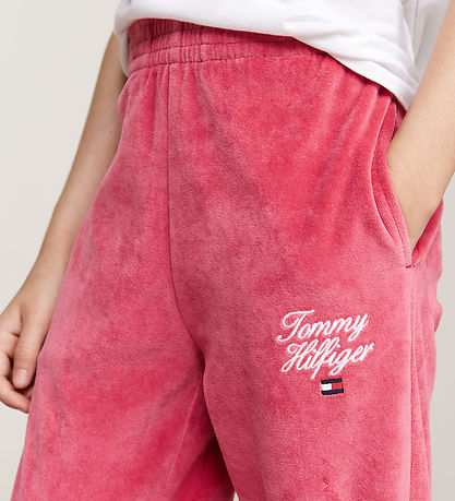 Tommy Hilfiger Velours Hosen - Skript - Erbe Pink