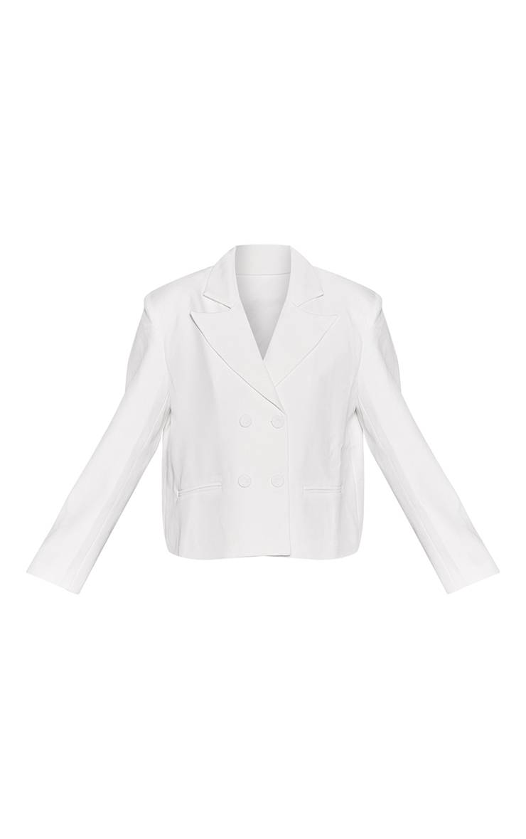 Blanc Blazer Croisé Ajusté En Ensemble Coordonné