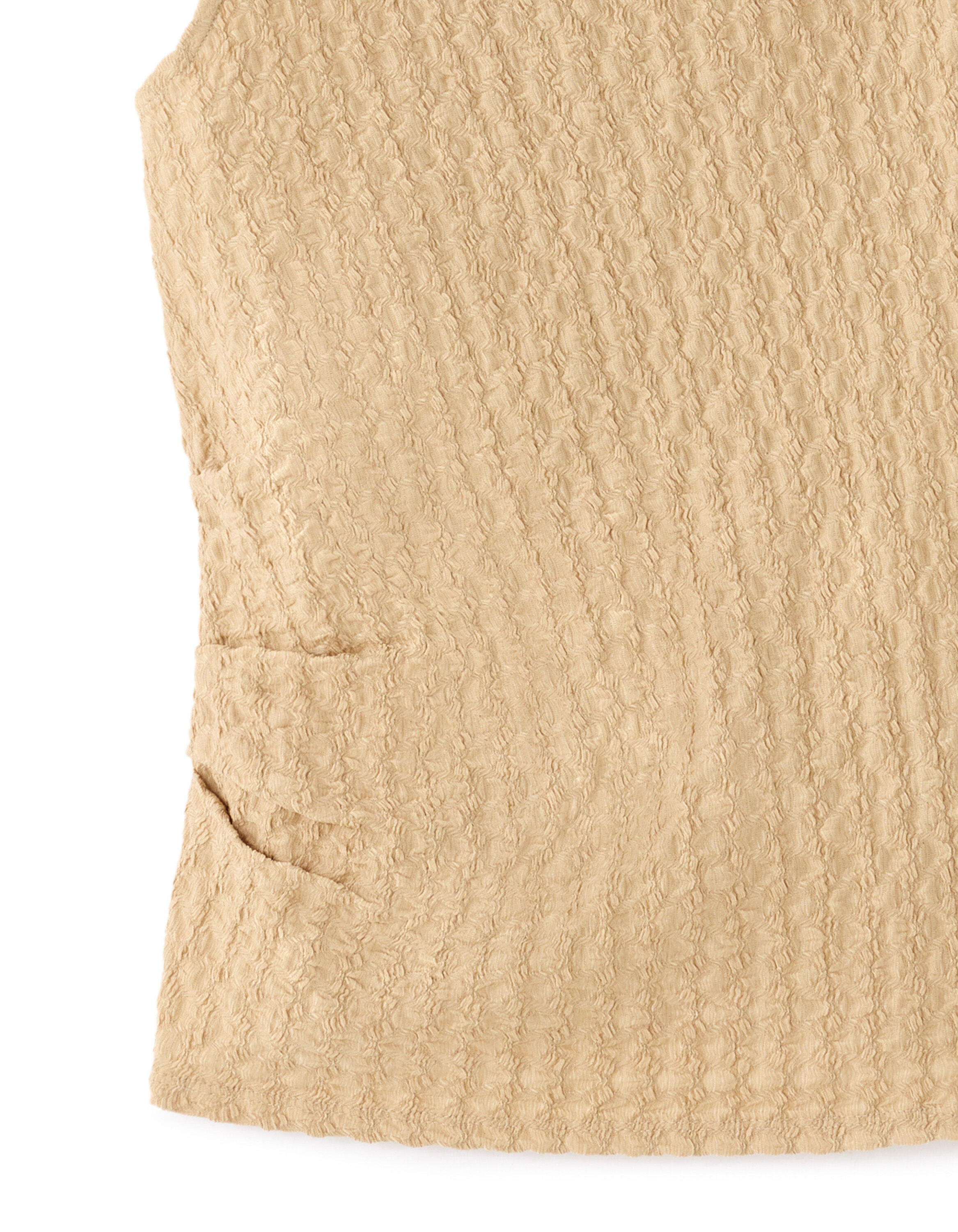 Débardeur en maille gaufrée à larges bretelles - beige