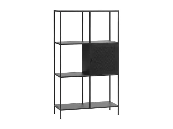 Abel - Bibliothèque 1 porte, 5 niches en métal H135cm : Couleur - Noir