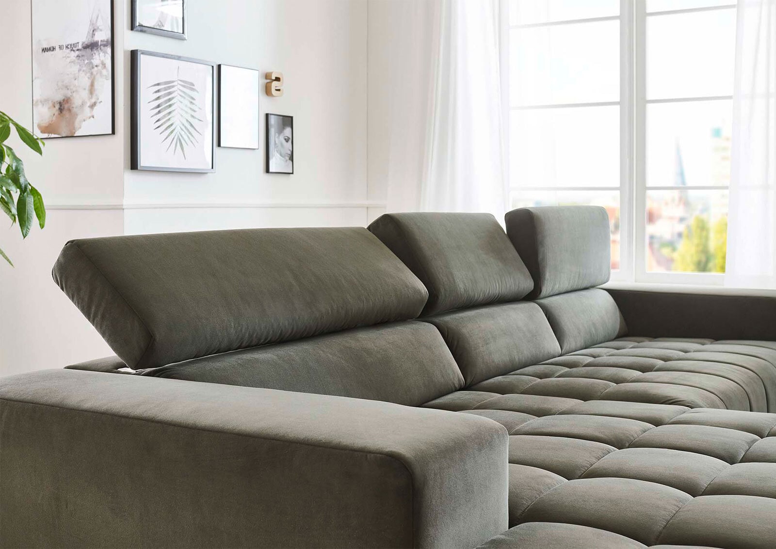 Ecksofa OLIVIA 329 x 190 cm olive