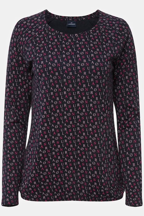 T-Shirt, allover Print, Rundhals, Langarm, OEKO-TEX