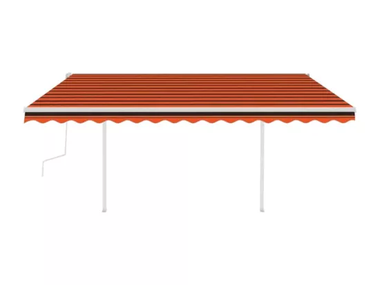 Auvent manuel rétractable avec LED 4x3 m Orange et marron