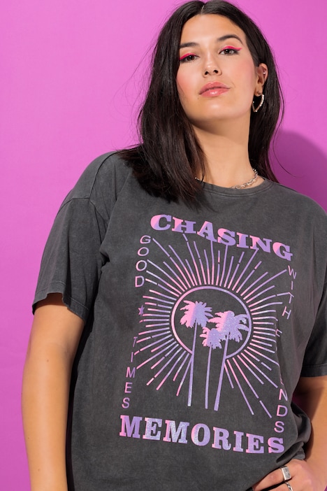 T-Shirt, oversized, großer Print, Vintage Look