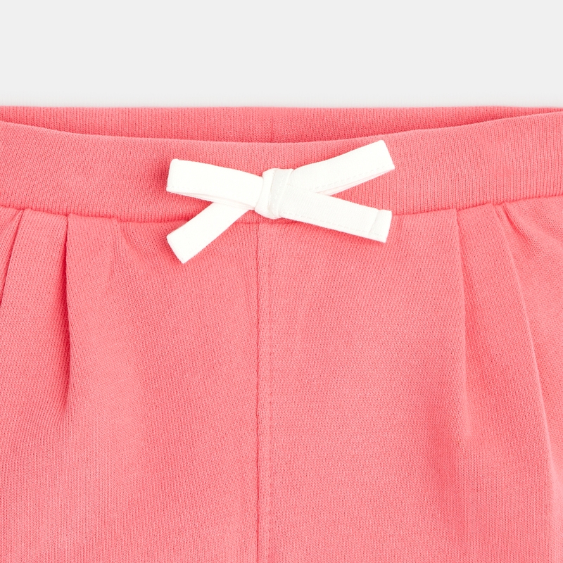 Short à plis en molleton rose bébé fille