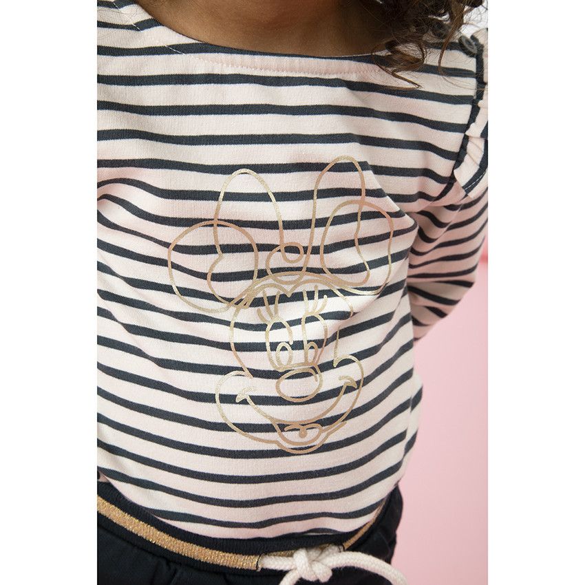Sweat style marinière Minnie Disney pour bébé fille - Rose